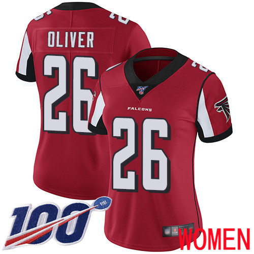 Atlanta Falcons Limited Red Women Isaiah Oliver Home Jersey NFL Football 26 100th Season Vapor Untouchable